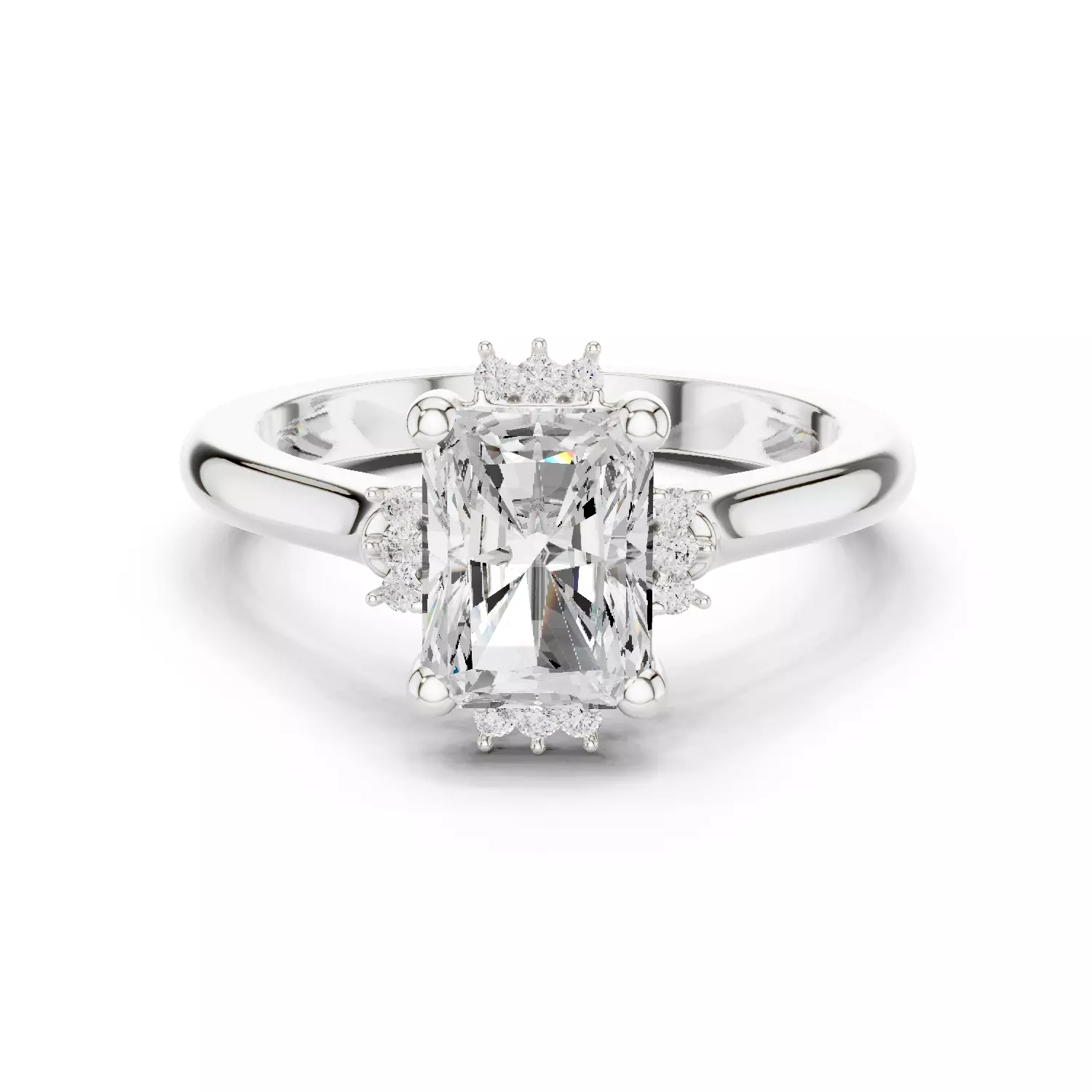 2CT Radiant Cut Diamond Engagement Wedding Ring 3DM STL Video 3D print model_14