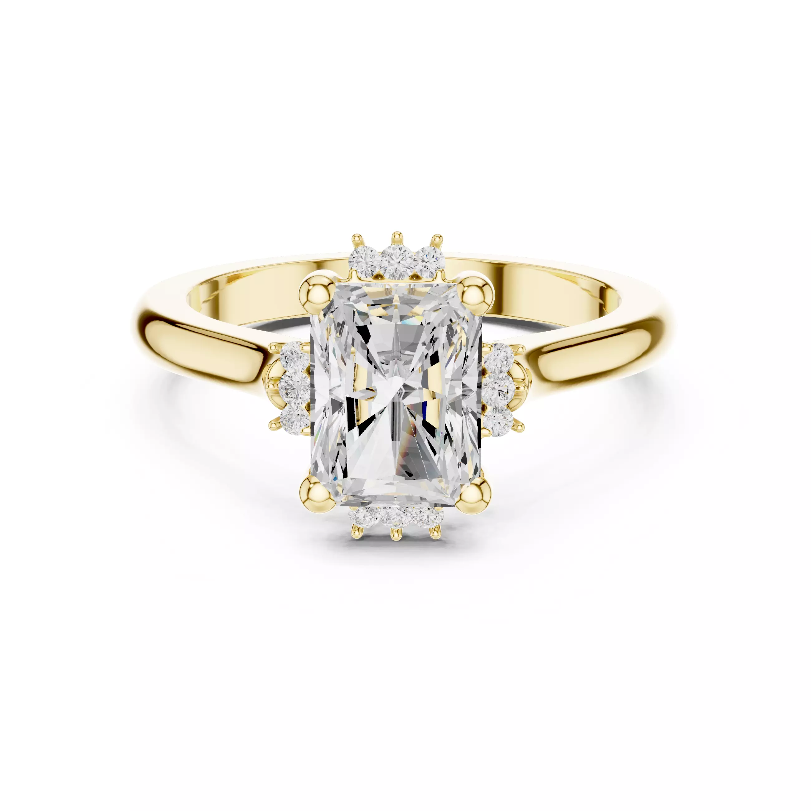 2CT Radiant Cut Diamond Engagement Wedding Ring 3DM STL Video 3D print model_1