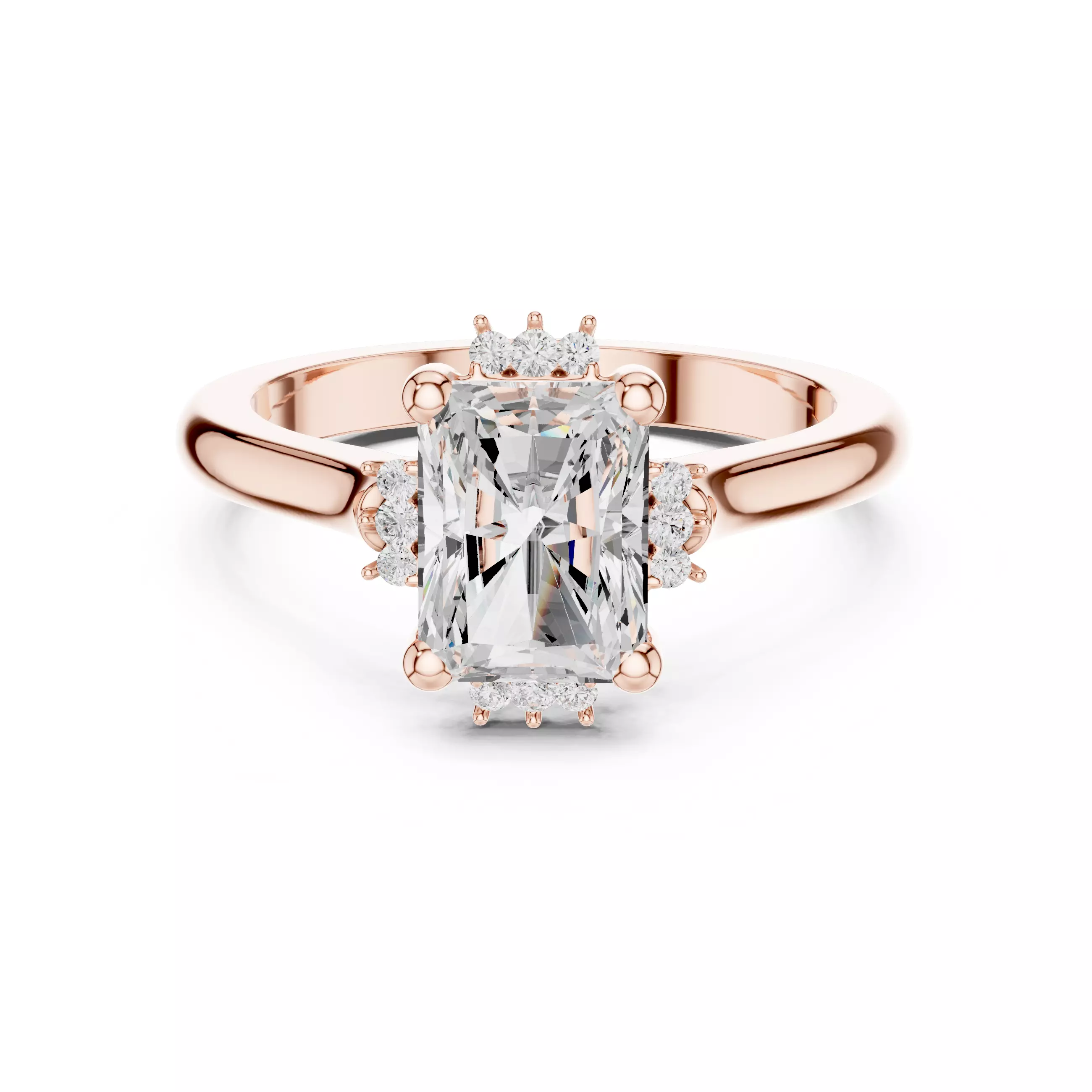 2CT Radiant Cut Diamond Engagement Wedding Ring 3DM STL Video 3D print model_0