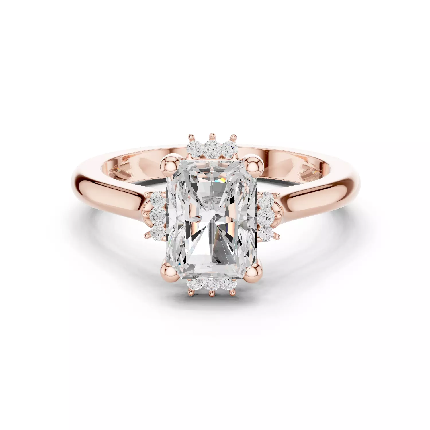 2CT Radiant Cut Diamond Engagement Wedding Ring 3DM STL Video 3D print model_12