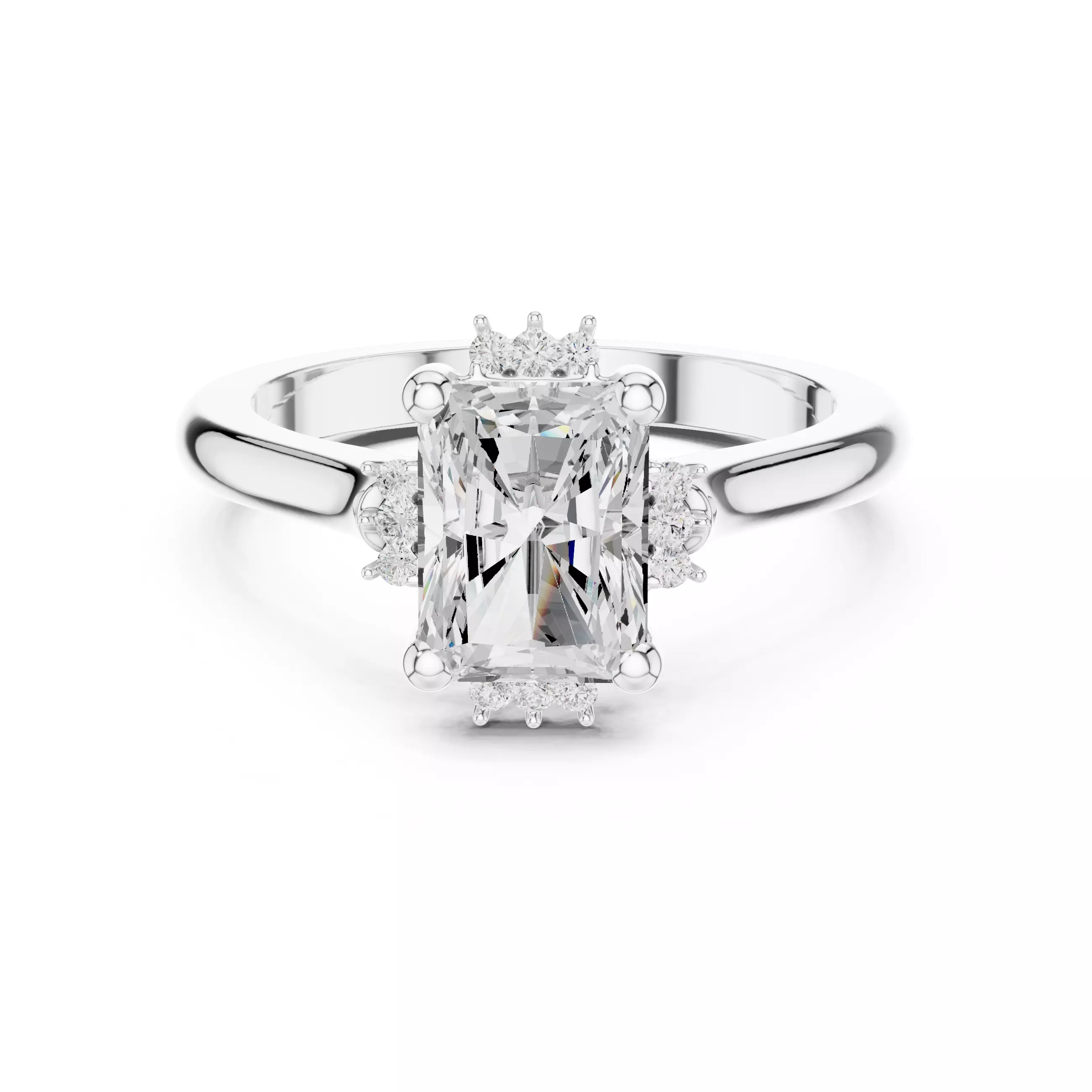 2CT Radiant Cut Diamond Engagement Wedding Ring 3DM STL Video 3D print model_2