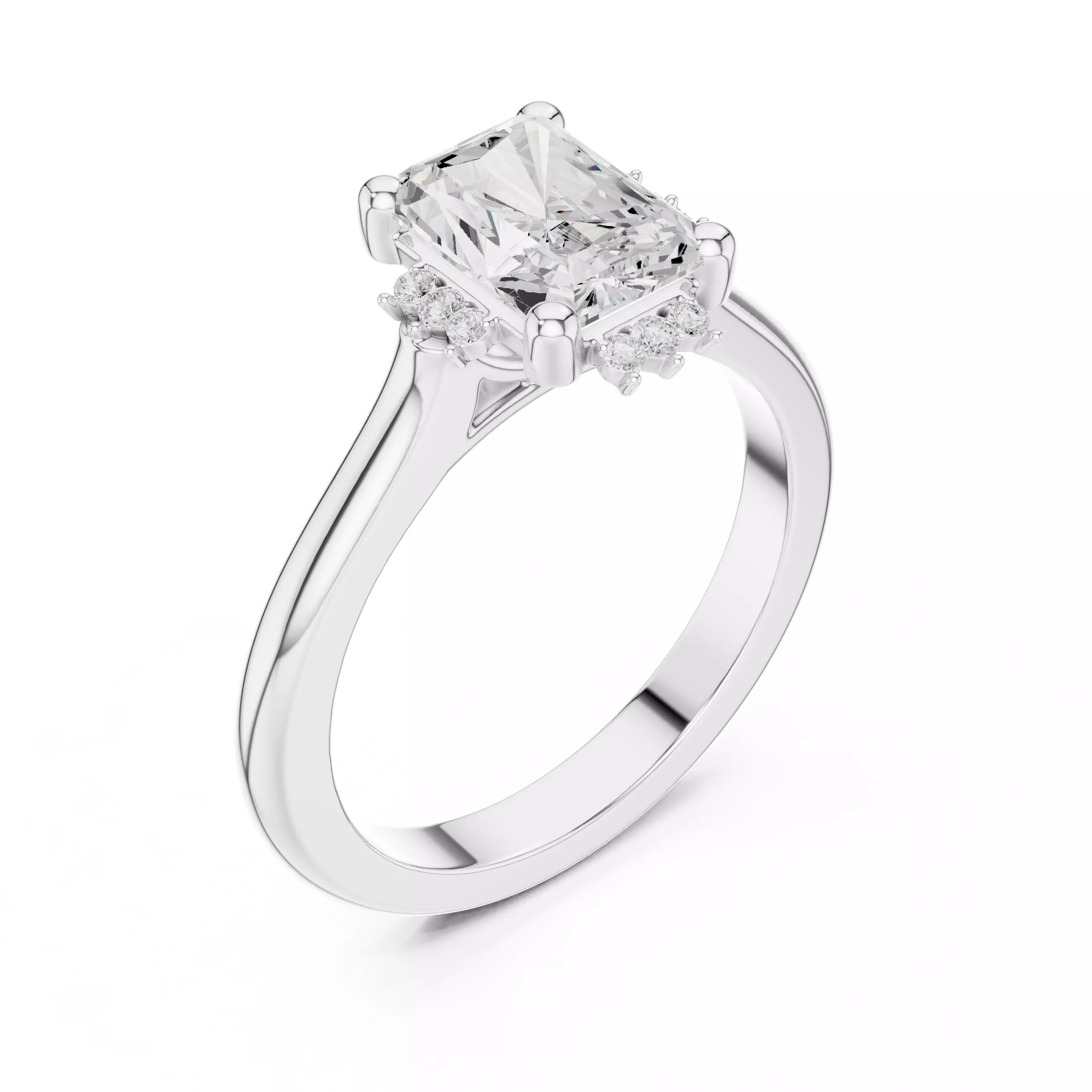 2CT Radiant Cut Diamond Engagement Wedding Ring 3DM STL Video 3D print model_10