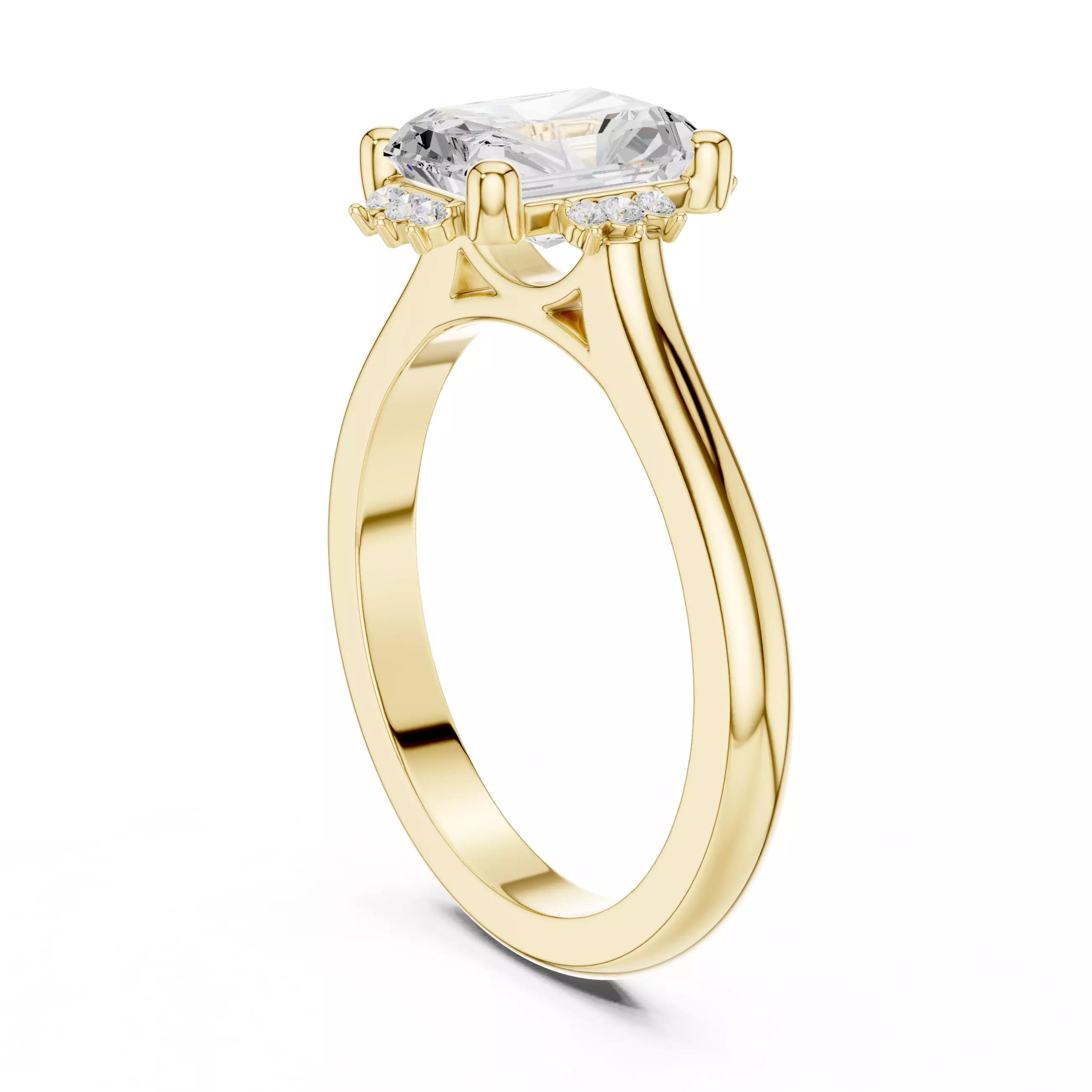 2CT Radiant Cut Diamond Engagement Wedding Ring 3DM STL Video 3D print model_6