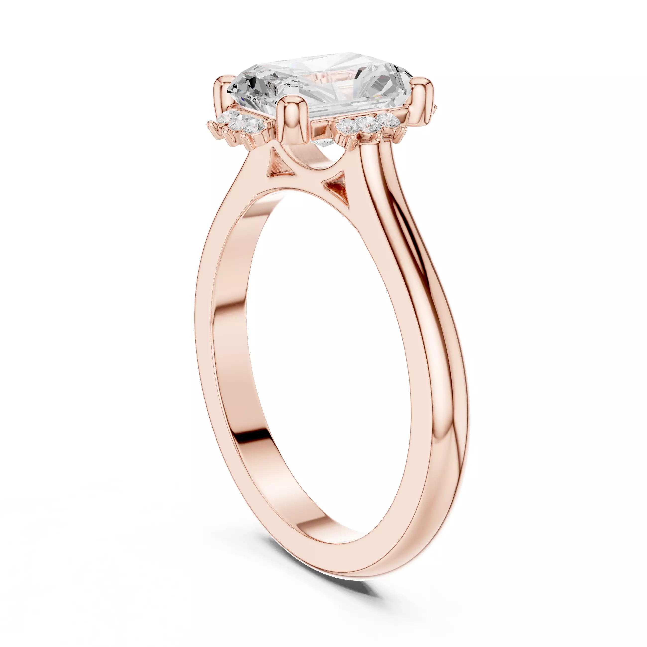 2CT Radiant Cut Diamond Engagement Wedding Ring 3DM STL Video 3D print model_3