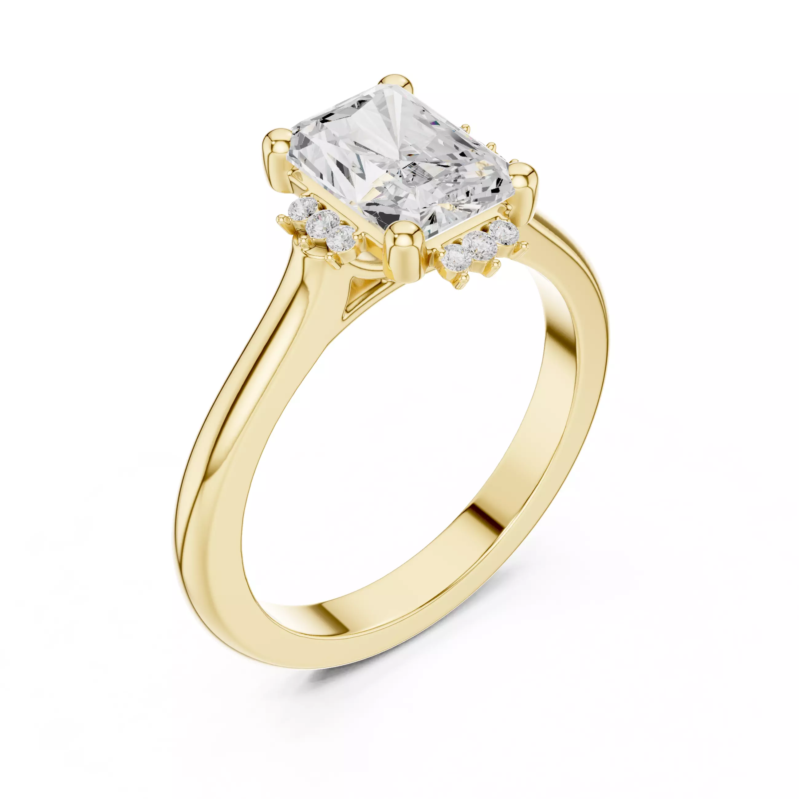 2CT Radiant Cut Diamond Engagement Wedding Ring 3DM STL Video 3D print model_7