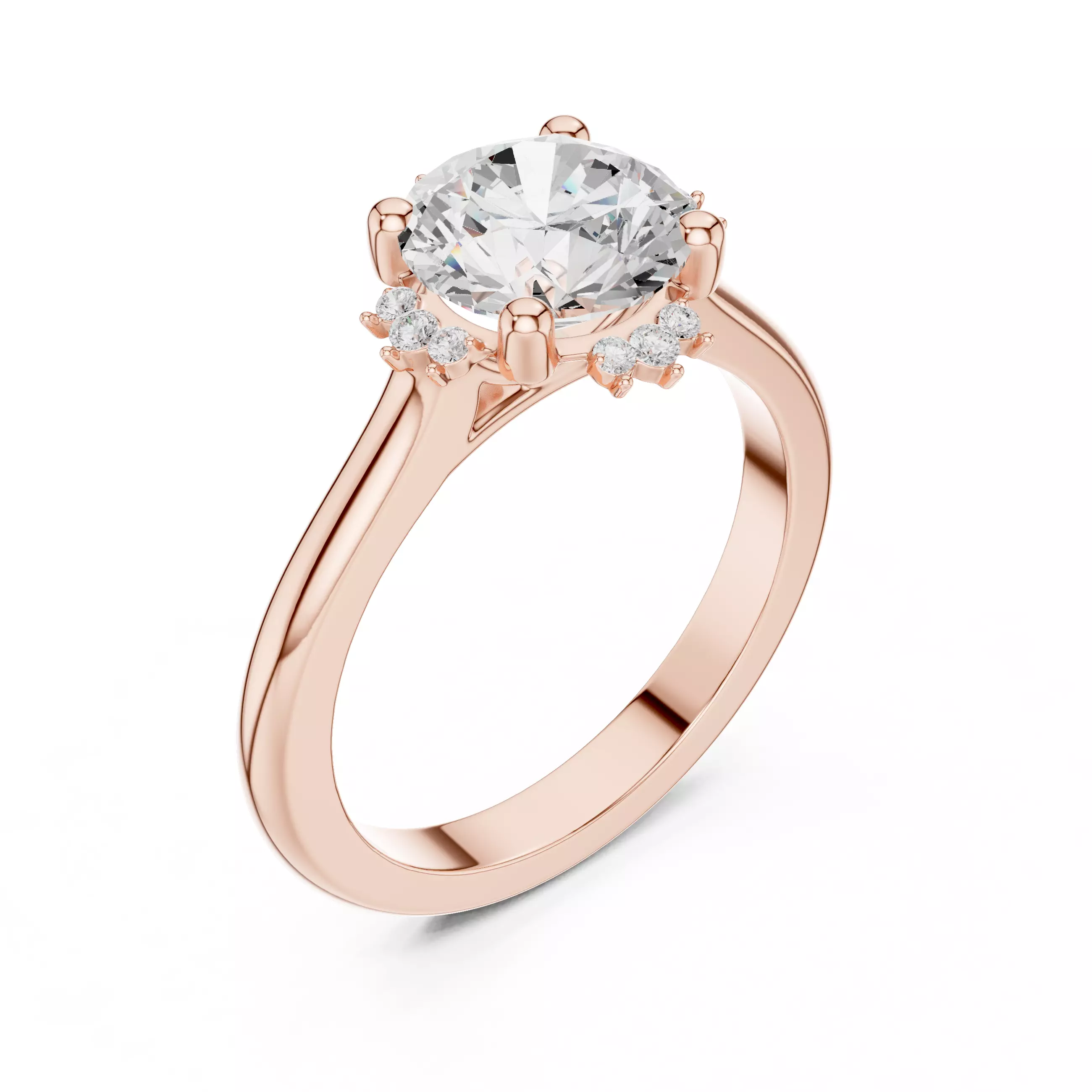 2CT Round Cut Diamond Engagement Wedding Ring 3DM STL Video 3D print model_4