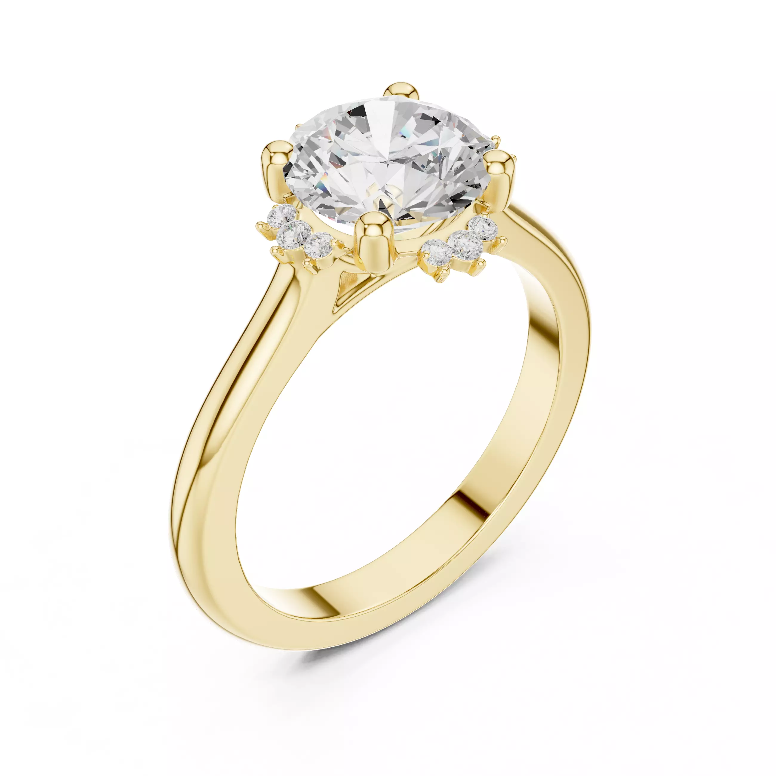 2CT Round Cut Diamond Engagement Wedding Ring 3DM STL Video 3D print model_7