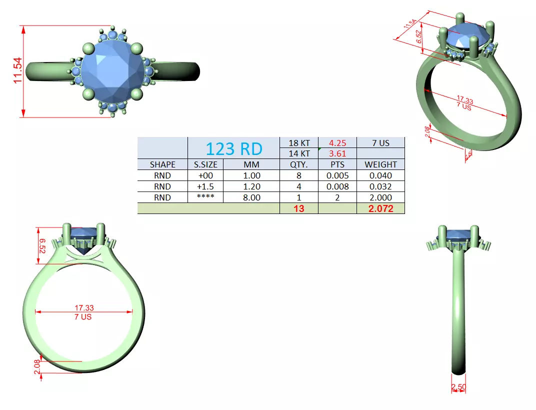 2CT Round Cut Diamond Engagement Wedding Ring 3DM STL Video 3D print model_15