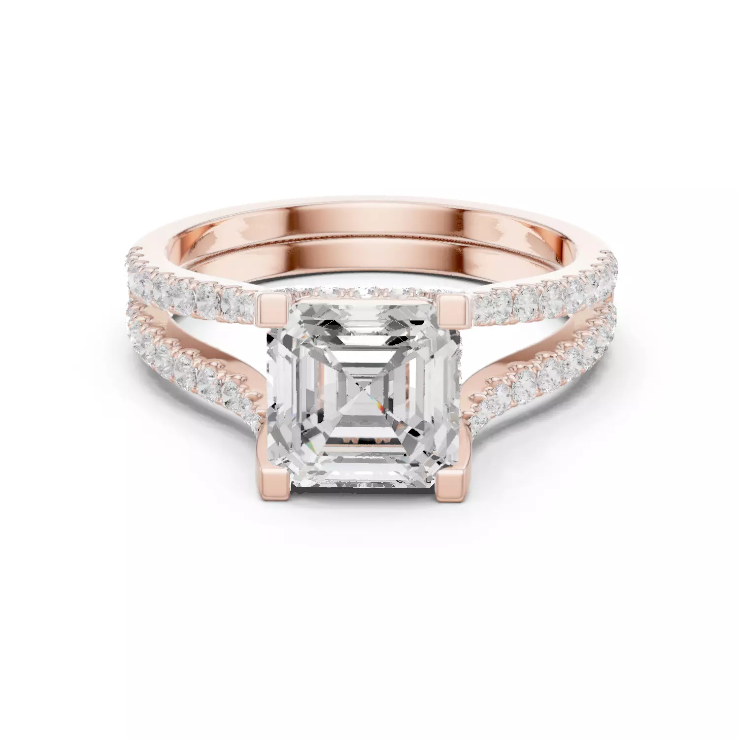 Split Shank Asscher Diamond Engagement Ring 3DM STL Video 3D print model