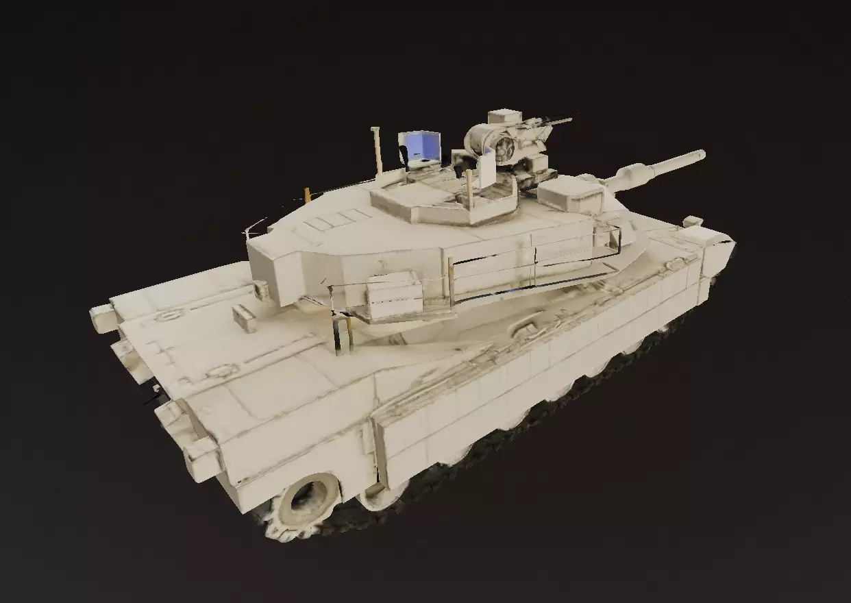 Desert White Battle Tank 3D Model Low-poly 3D model_3