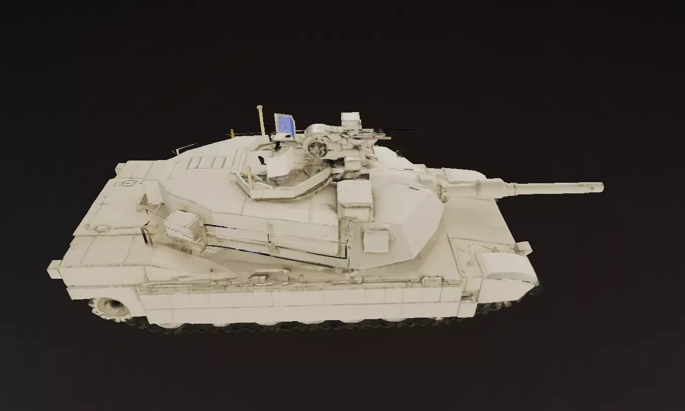 Desert White Battle Tank 3D Model Low-poly 3D model_4