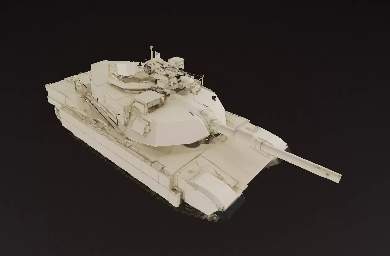 Desert White Battle Tank 3D Model Low-poly 3D model_0
