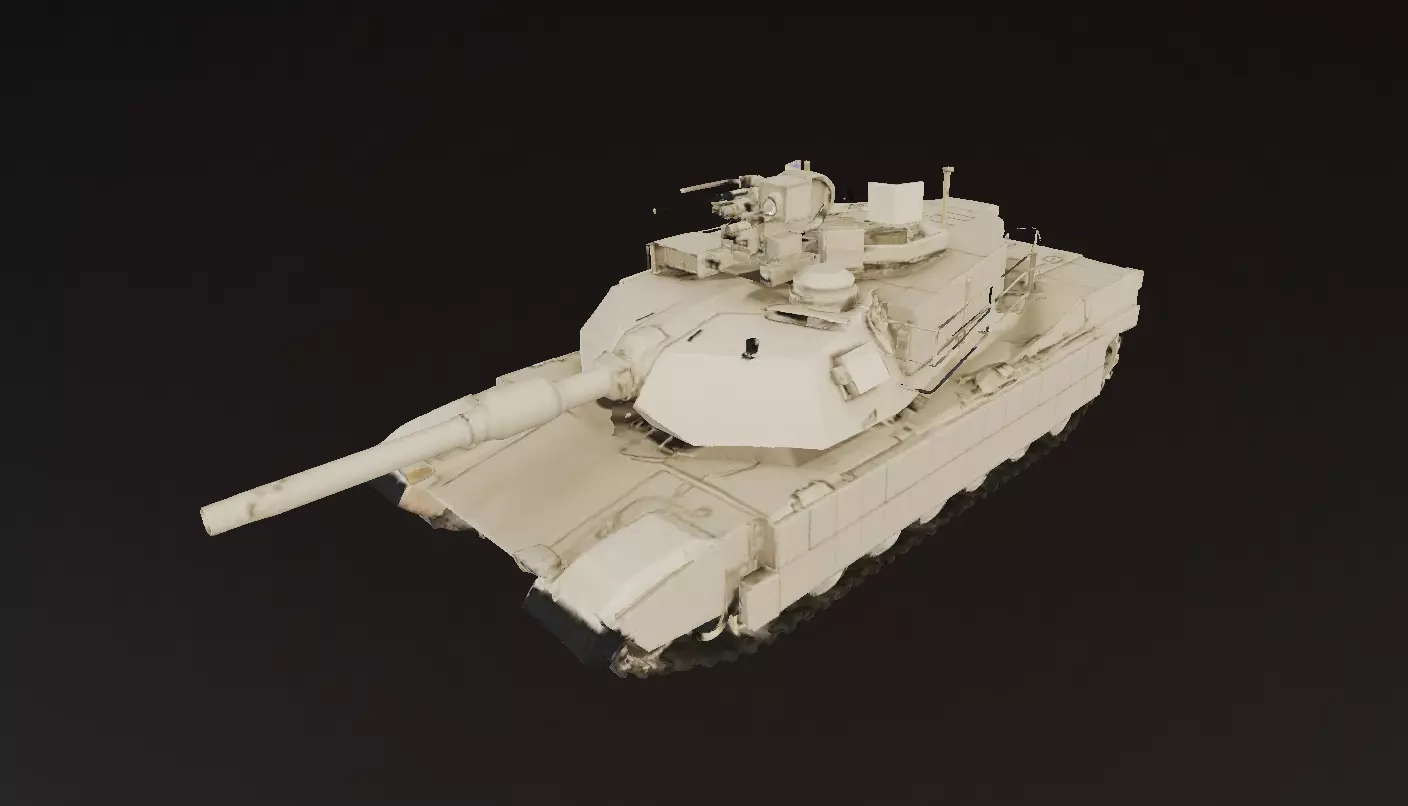 Desert White Battle Tank 3D Model Low-poly 3D model_2