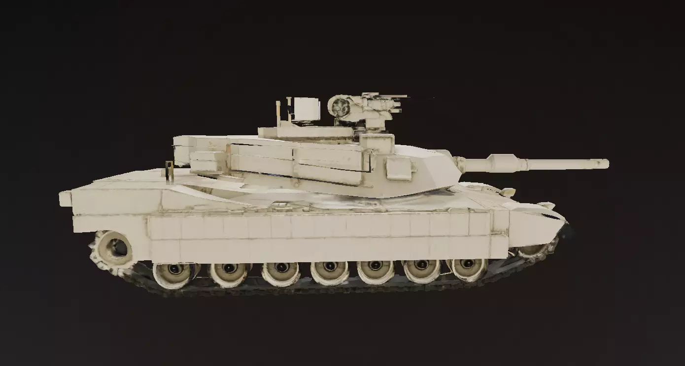 Desert White Battle Tank 3D Model Low-poly 3D model_1