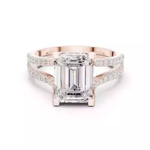 Split Shank Emerald Cut Diamond Wedding Ring 3DM STL Video