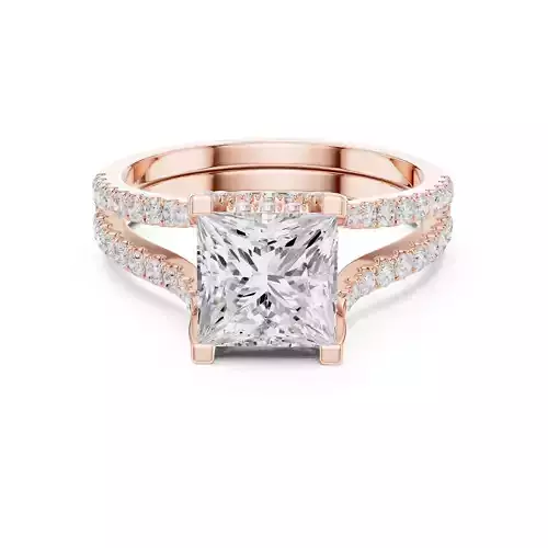 Split Shank Princess Cut Engagement Wedding Ring 3DM STL Video