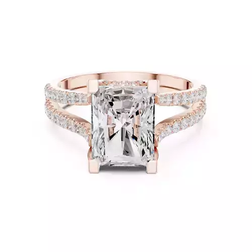 Split Shank Radiant Cut Engagement Wedding Ring 3DM STL Video