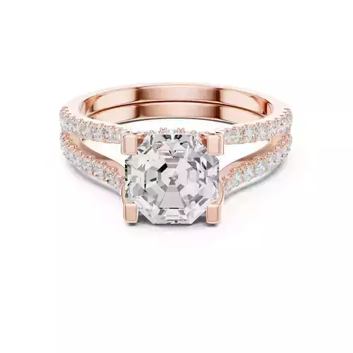 Split Shank Octagon Cut Engagement Wedding Ring 3DM STL Video