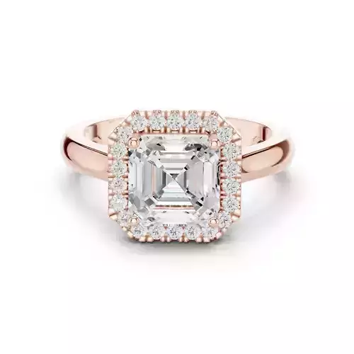2Ct Asscher Cut Halo Diamond Engagement Ring 3DM STL Video 3D print model