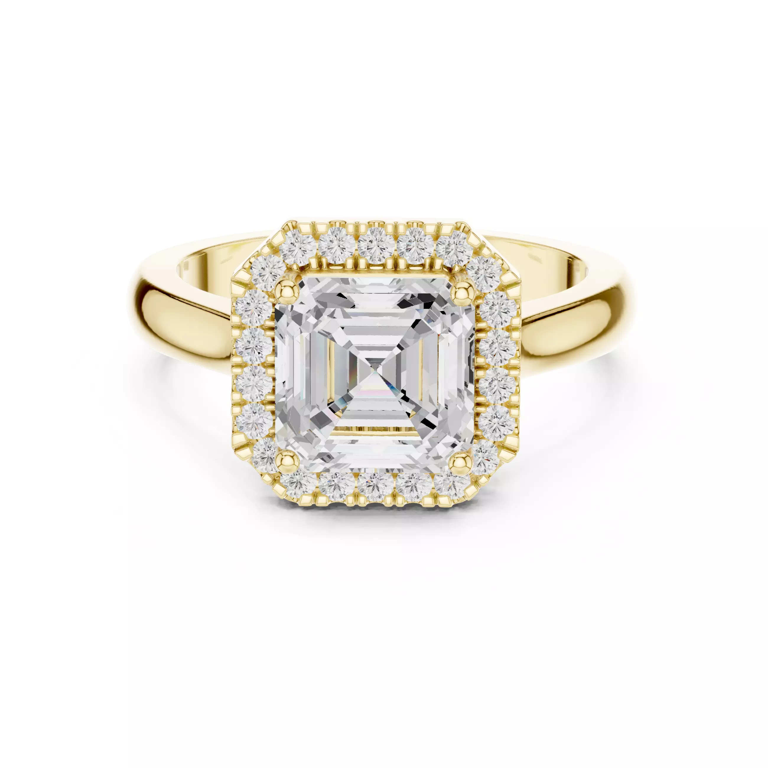 2Ct Asscher Cut Halo Diamond Engagement Ring 3DM STL Video 3D print model_10