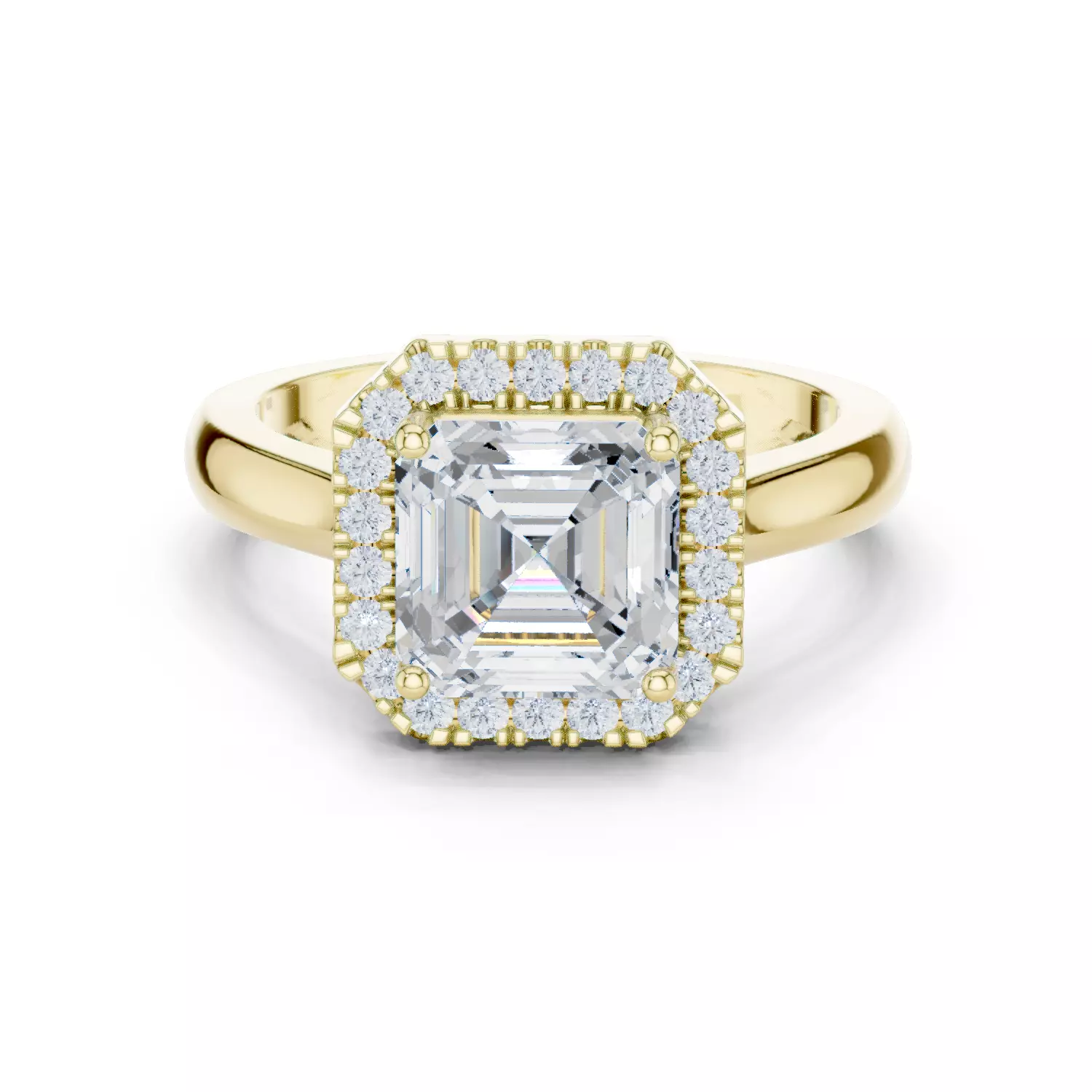 2Ct Asscher Cut Halo Diamond Engagement Ring 3DM STL Video 3D print model_1