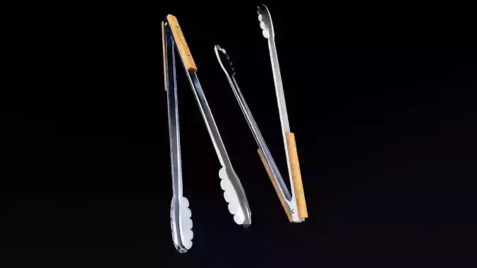 steel tongs 3d prop for BBQ or Barbeque grill 