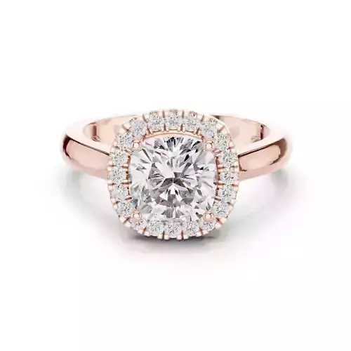 2CT Cushion Cut Halo Diamond Engagement Ring 3DM STL Video