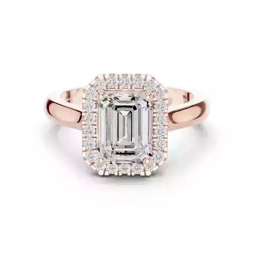 2Ct Emerald Cut Halo Diamond Engagement Ring 3DM STL Video