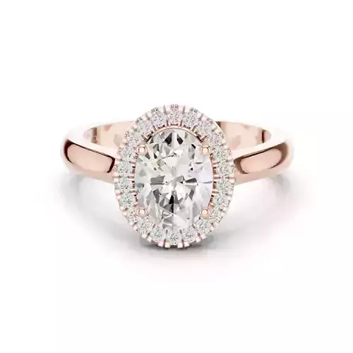 2Ct Oval Cut Halo Diamond Engagement Wedding Ring 3DM STL Video