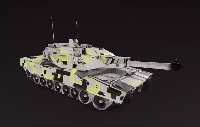 Urban Camo Battle Tank 3D Model Low-poly 3D model