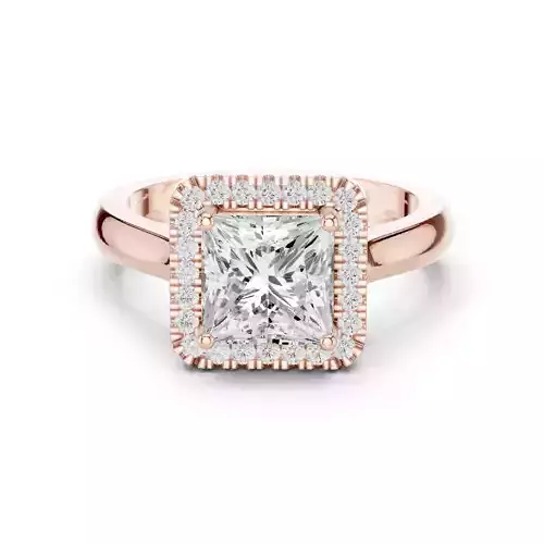 2CT Princess Cut Halo Diamond Engagement Ring 3DM STL Video 3D print model
