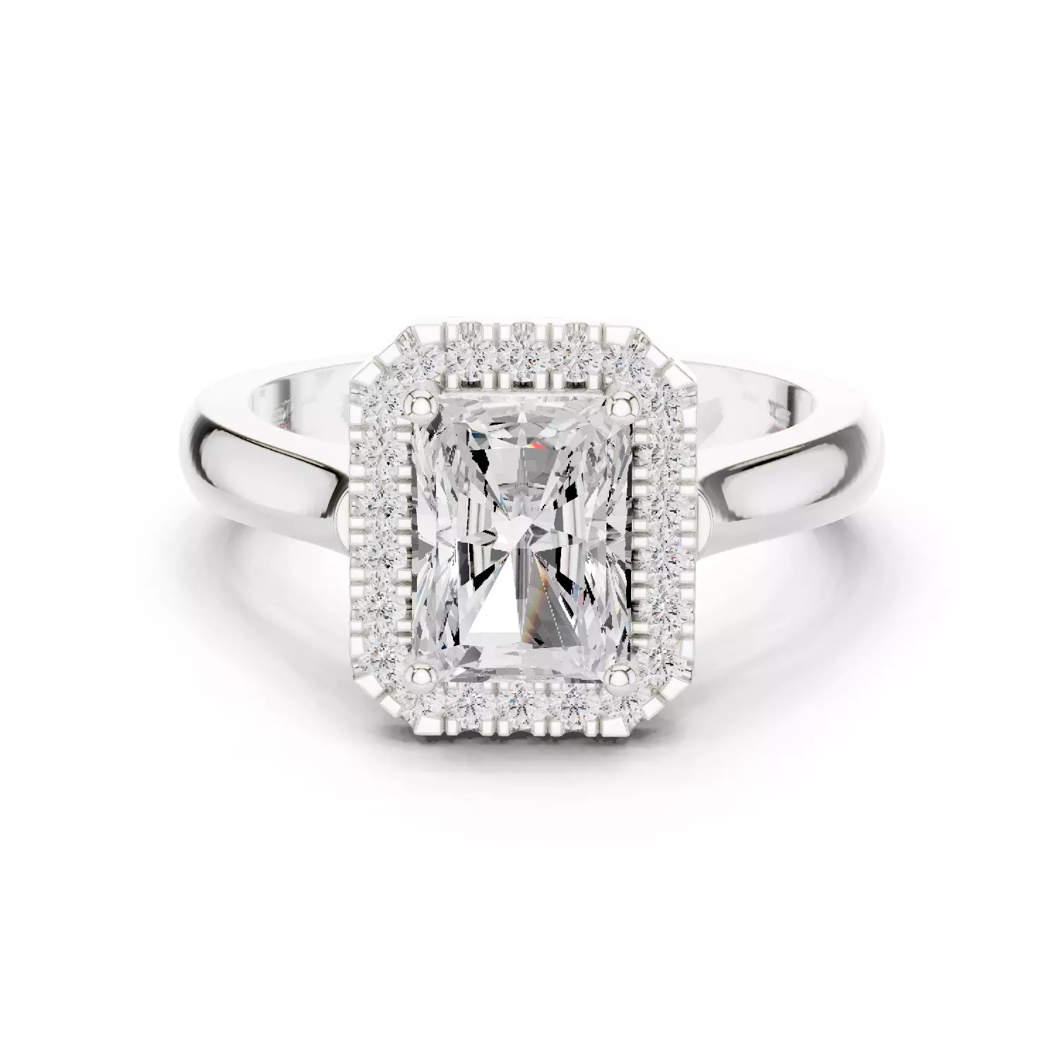 2CT Radiant Halo Diamond Engagement Wedding Ring 3DM STL Video 3D print model_2