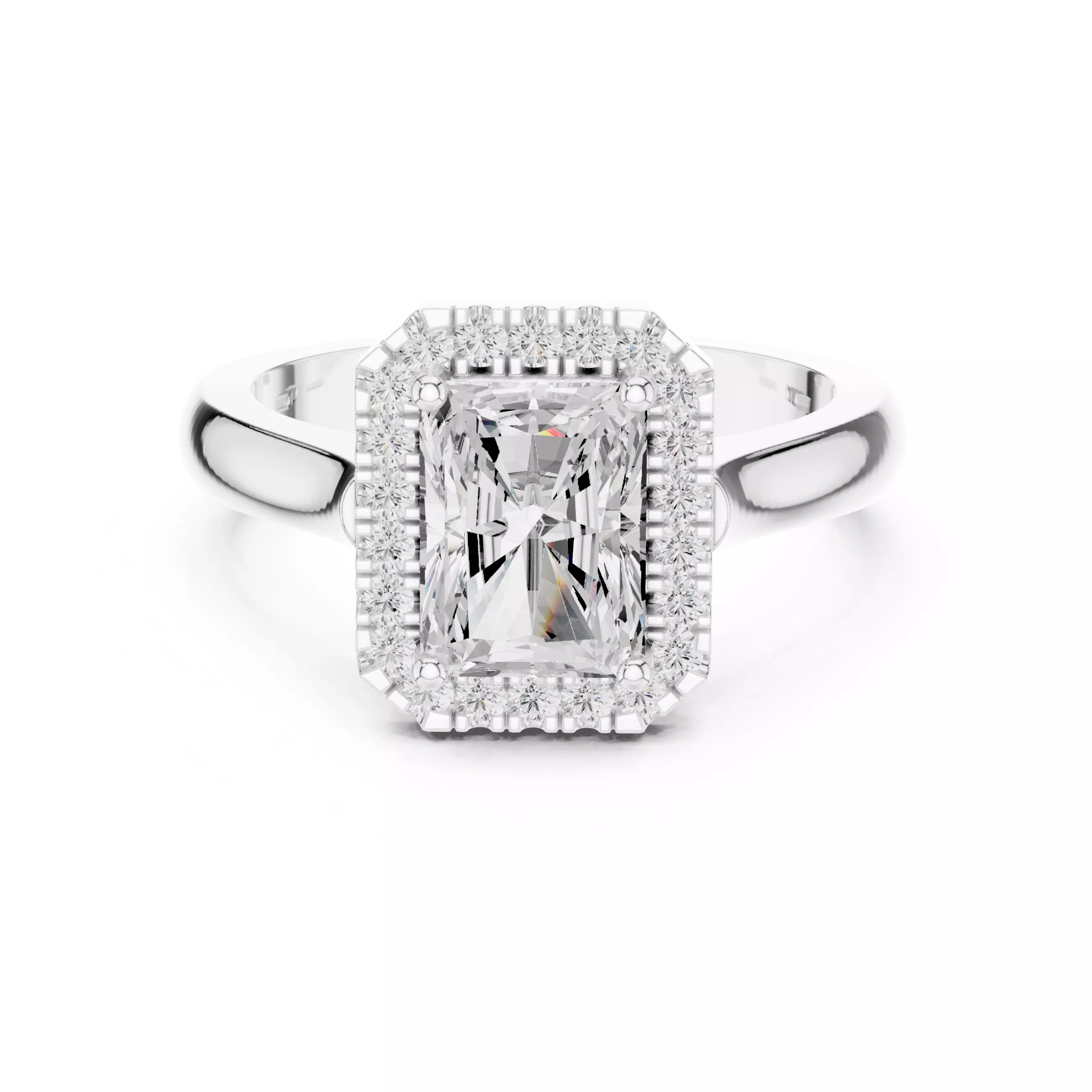 2CT Radiant Halo Diamond Engagement Wedding Ring 3DM STL Video 3D print model_14