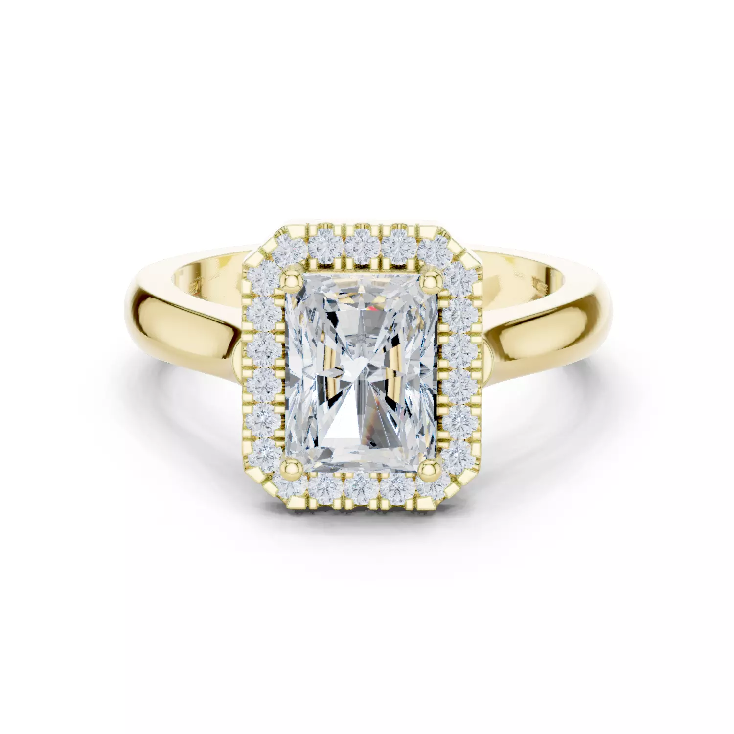 2CT Radiant Halo Diamond Engagement Wedding Ring 3DM STL Video 3D print model_1