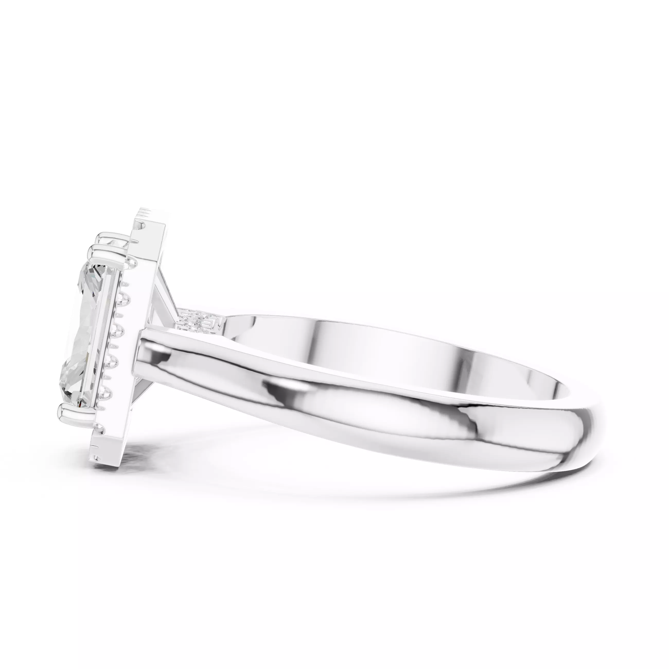 2CT Radiant Halo Diamond Engagement Wedding Ring 3DM STL Video 3D print model_13