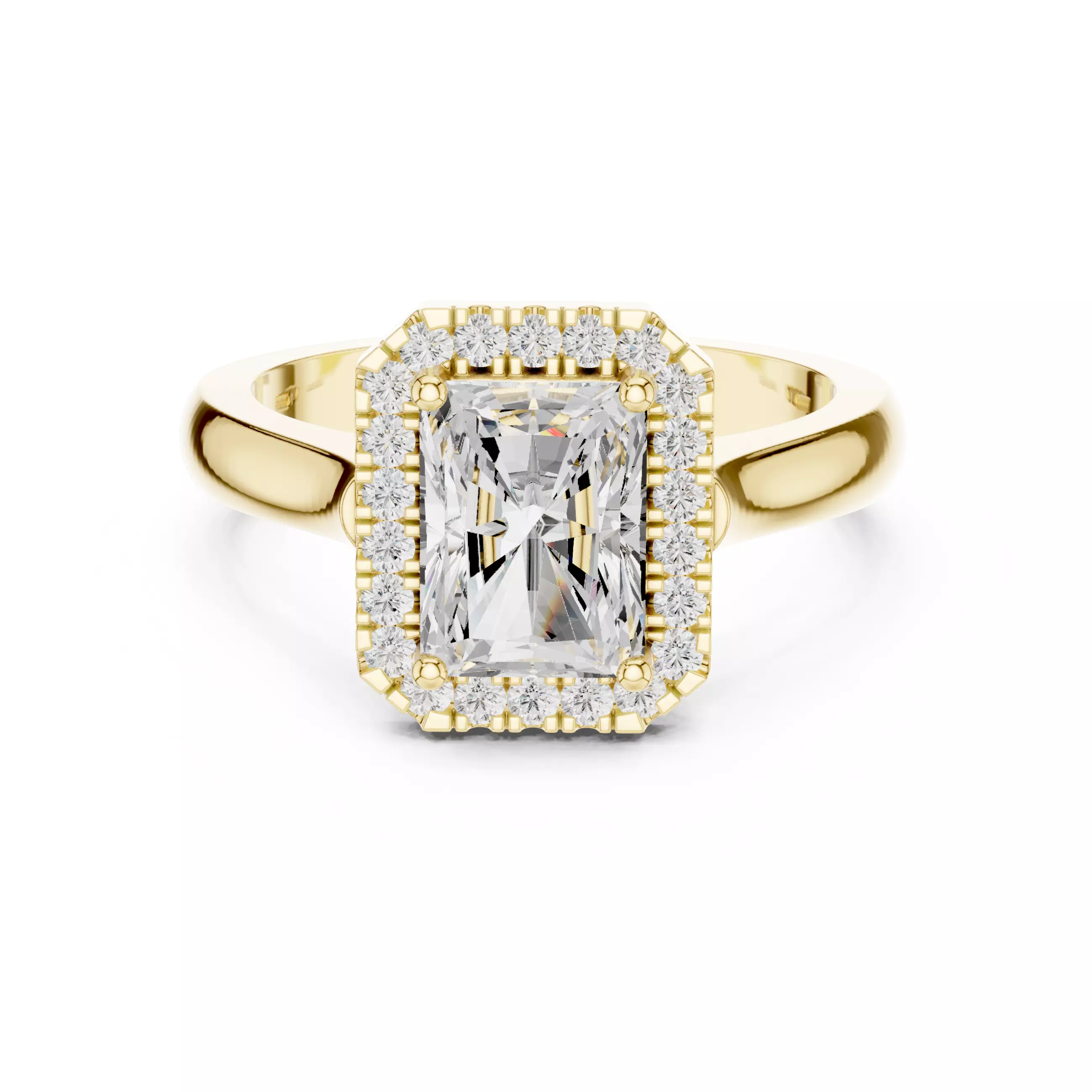 2CT Radiant Halo Diamond Engagement Wedding Ring 3DM STL Video 3D print model_10