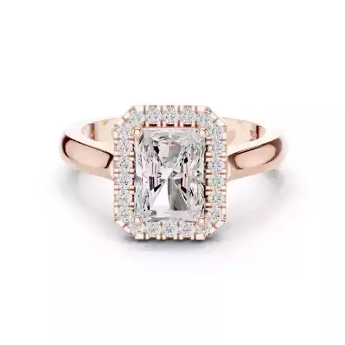 2CT Radiant Halo Diamond Engagement Wedding Ring 3DM STL Video 3D print model