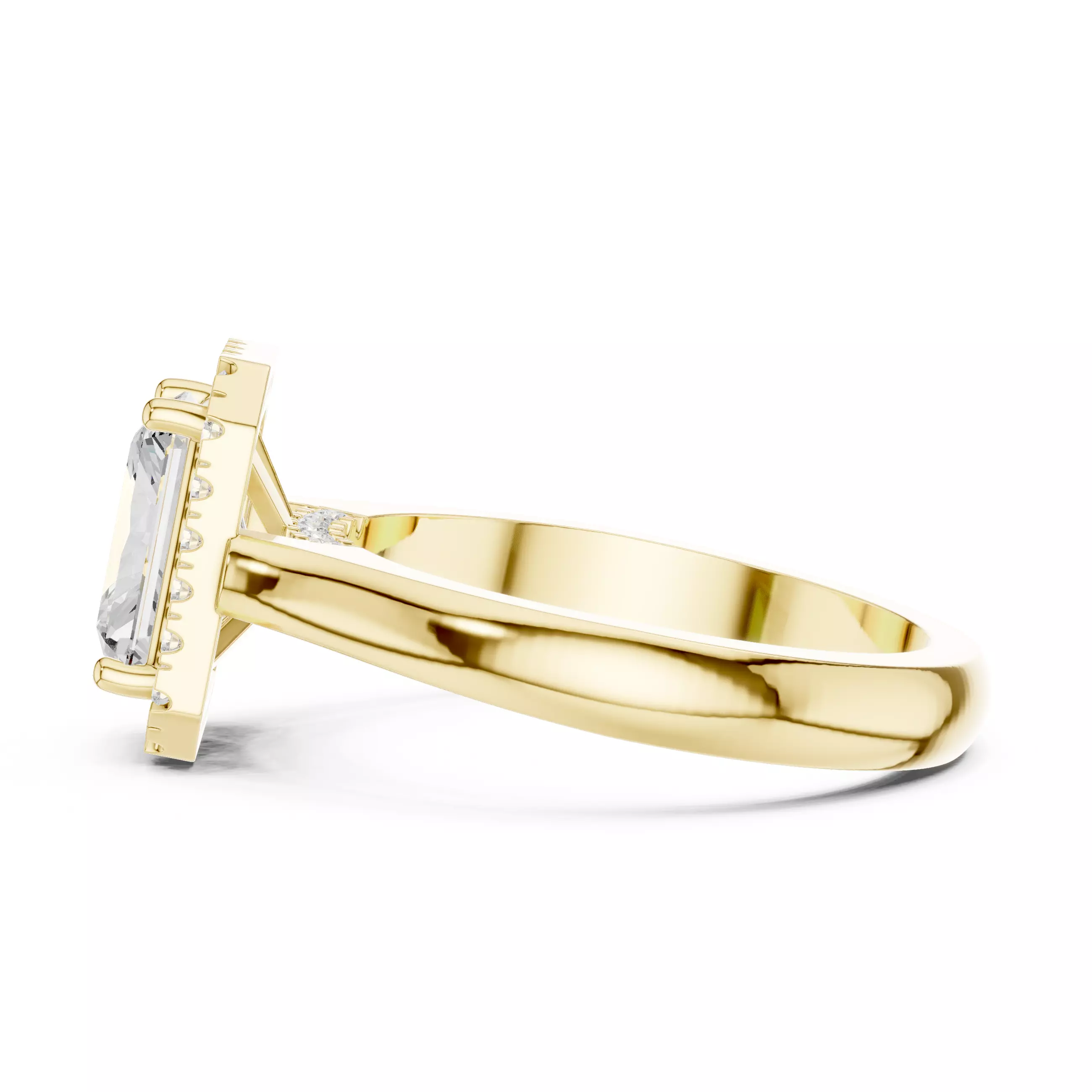 2CT Radiant Halo Diamond Engagement Wedding Ring 3DM STL Video 3D print model_9