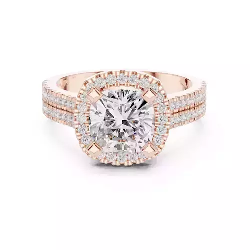 Cushion Diamond Double Pave Engagement Ring 3DM STL Video
