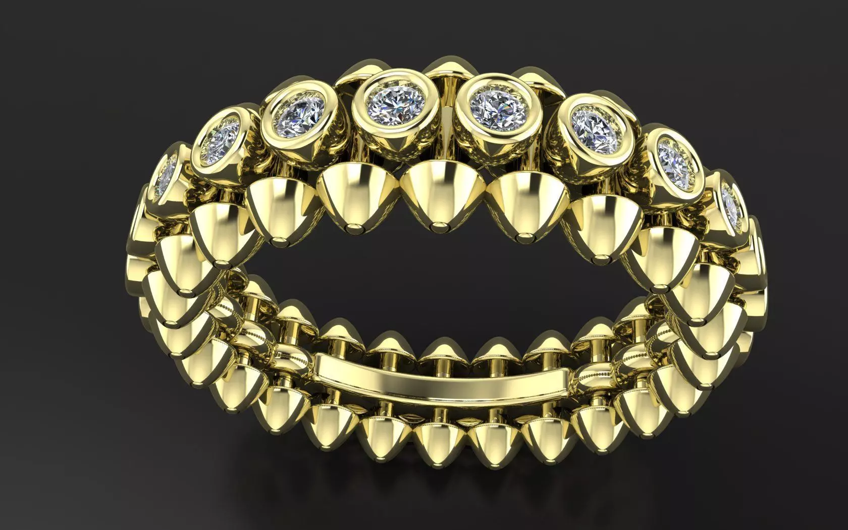 Clash de Cartier ring  With the stones 3d print model 3D print model_9