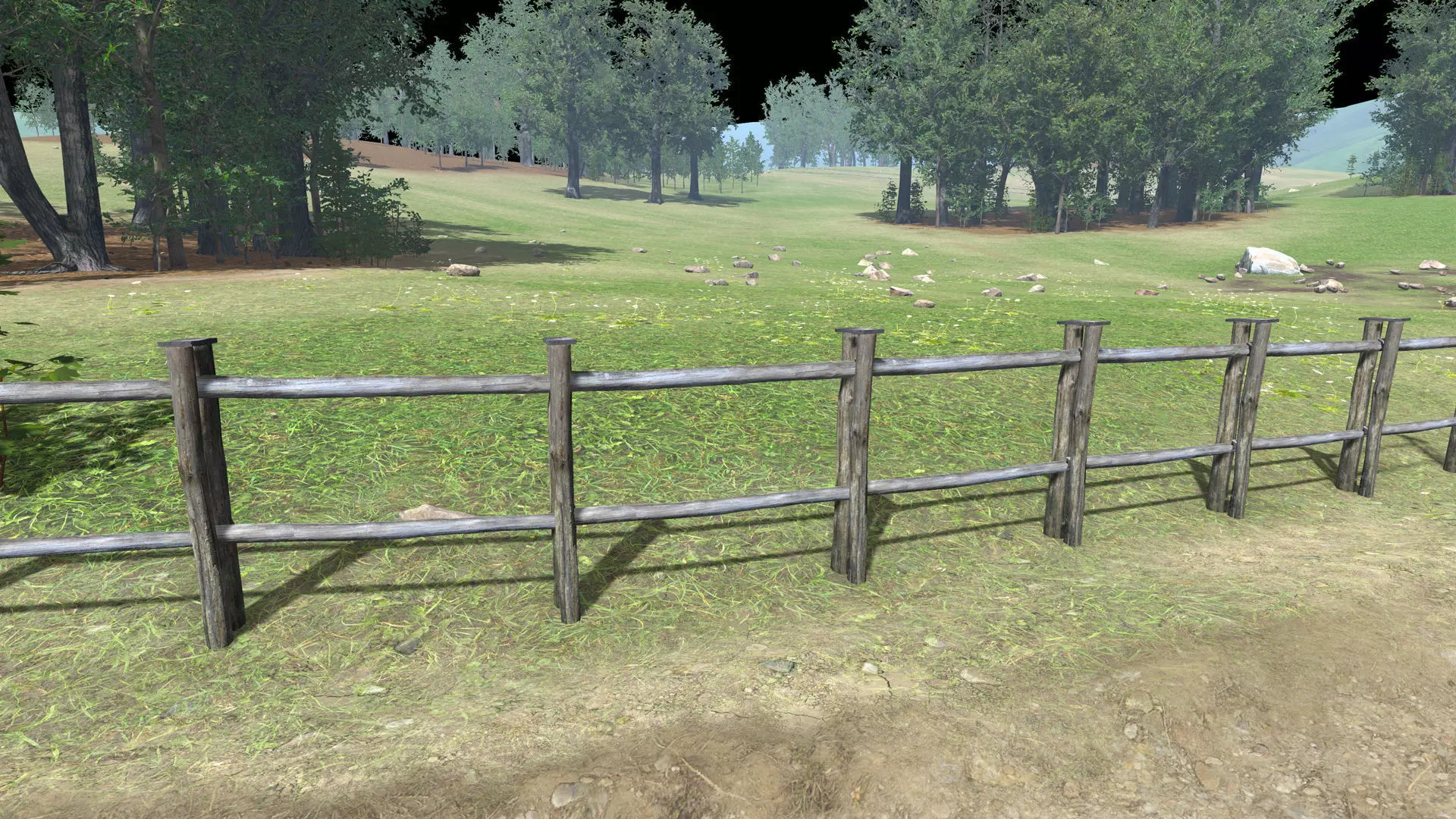 Wood Fence Low-poly 3D model_1