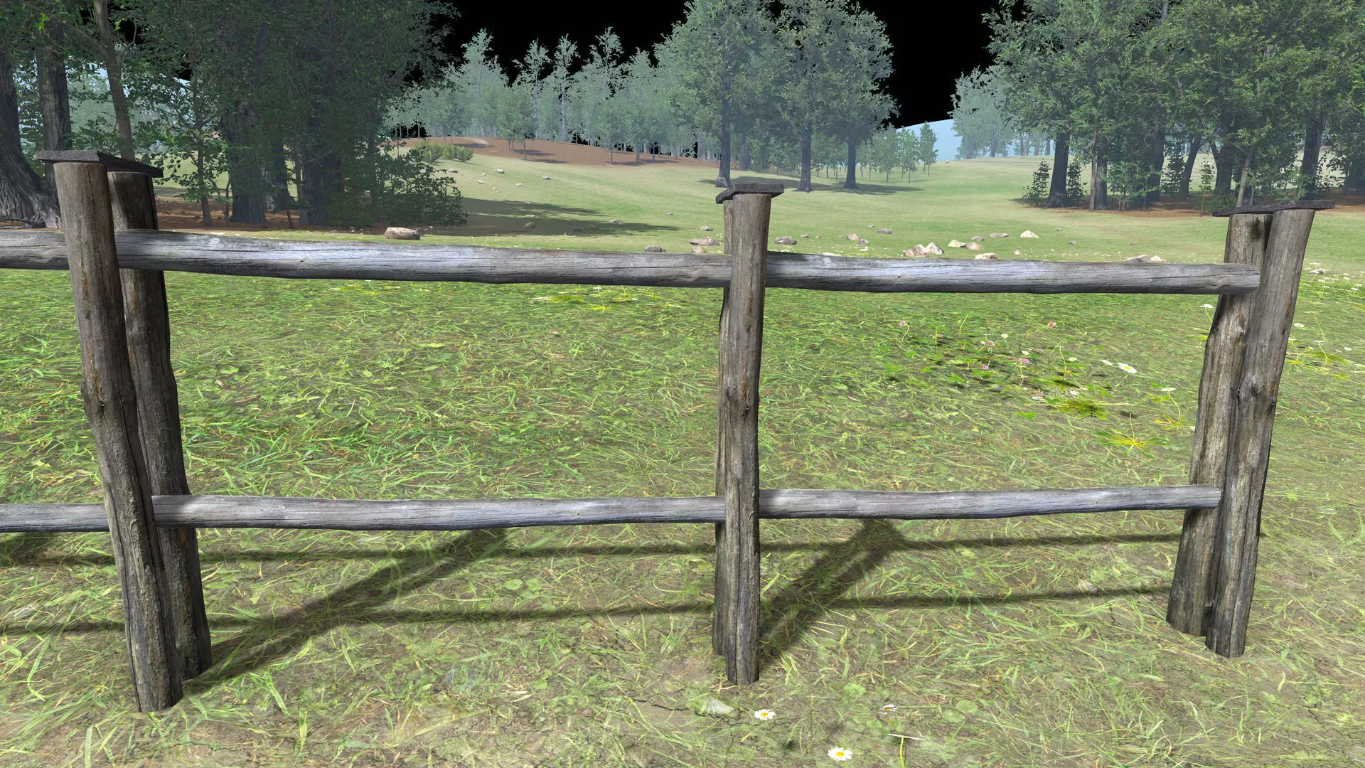 Wood Fence Low-poly 3D model_0