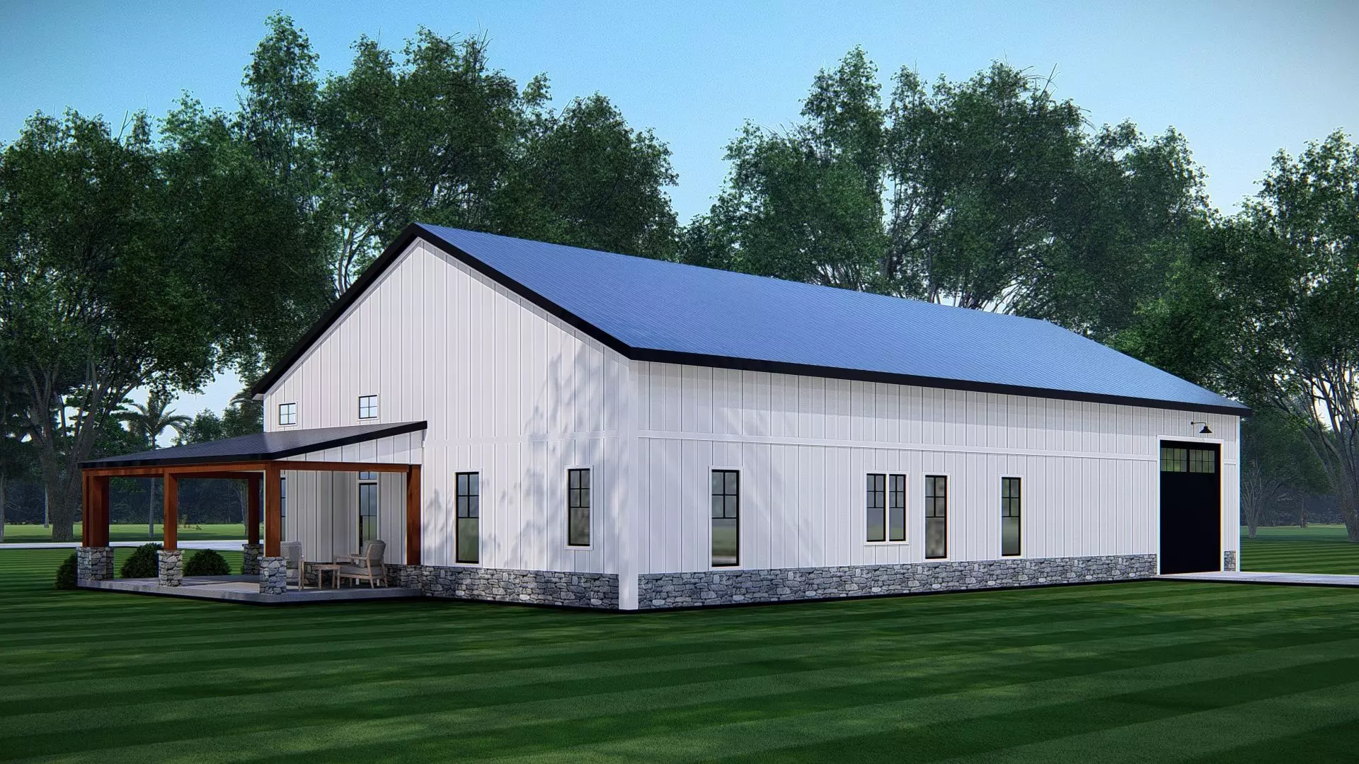 3D Model of Modern Barndominium House Exterior 3D model_4