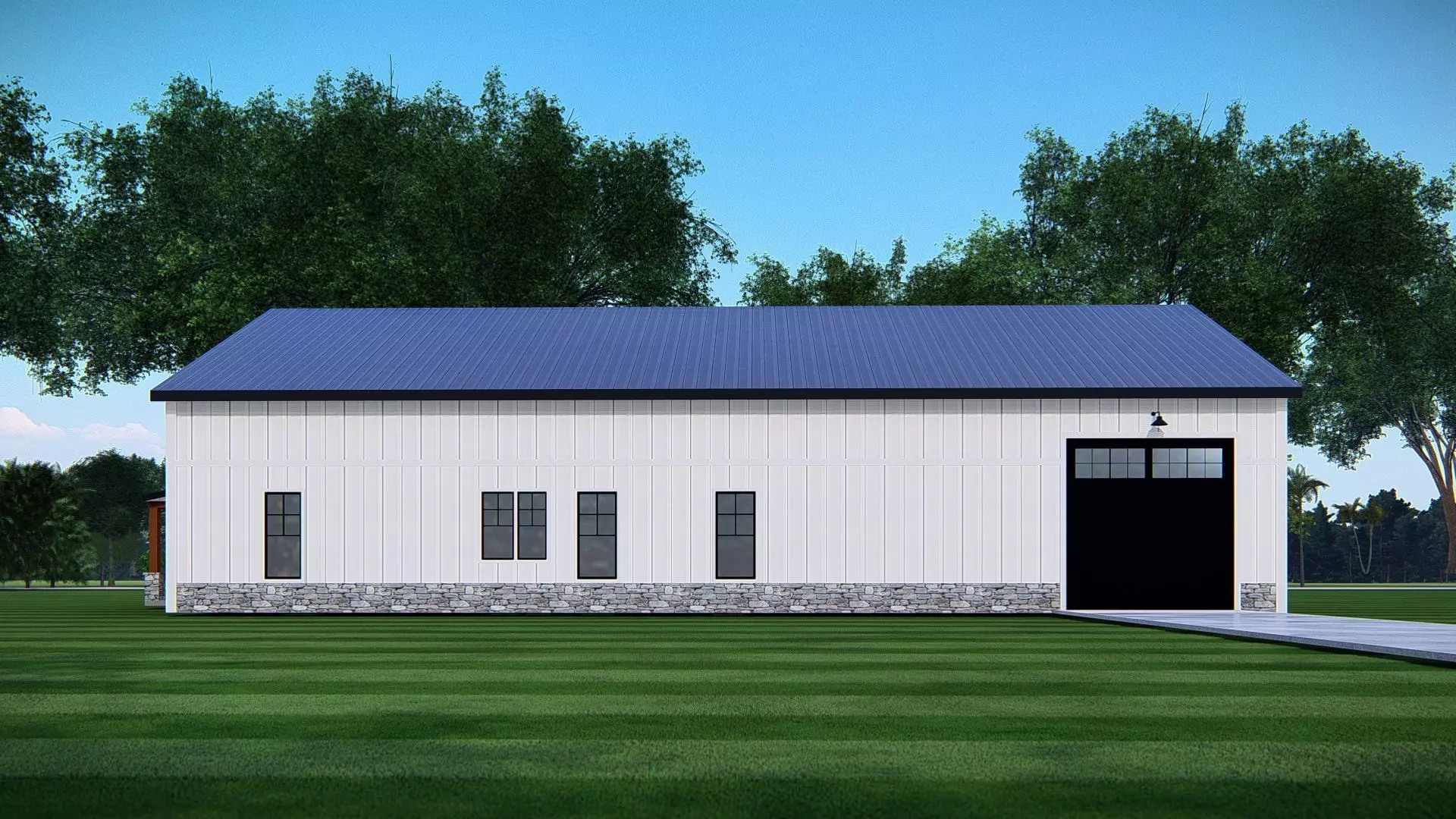 3D Model of Modern Barndominium House Exterior 3D model_1