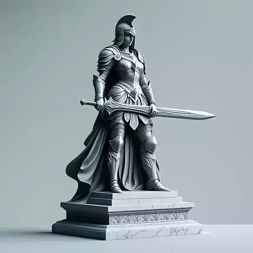 3D Model Female Warrior Statue