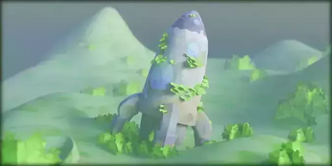  Hand Painted Rocket  Stylized