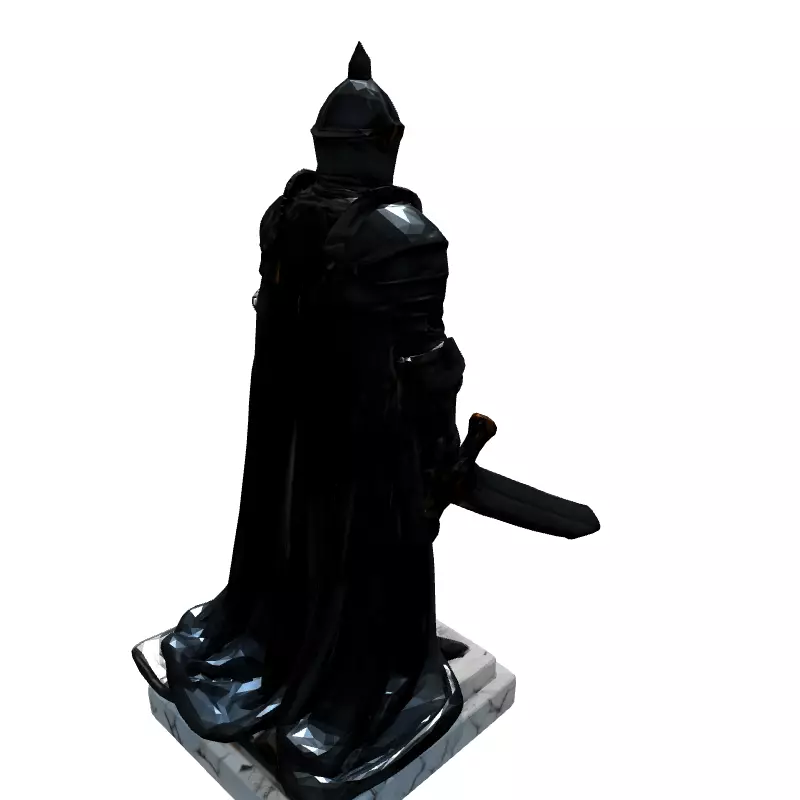 Medieval Knight Statue with Sword Low-poly 3D model_6