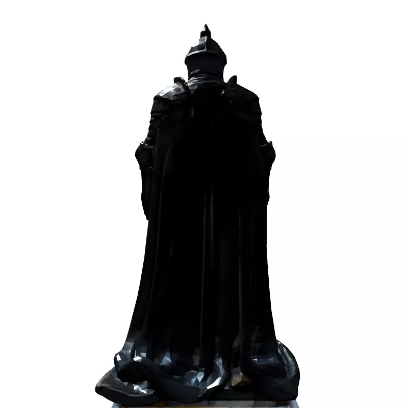 Medieval Knight Statue with Sword Low-poly 3D model_7