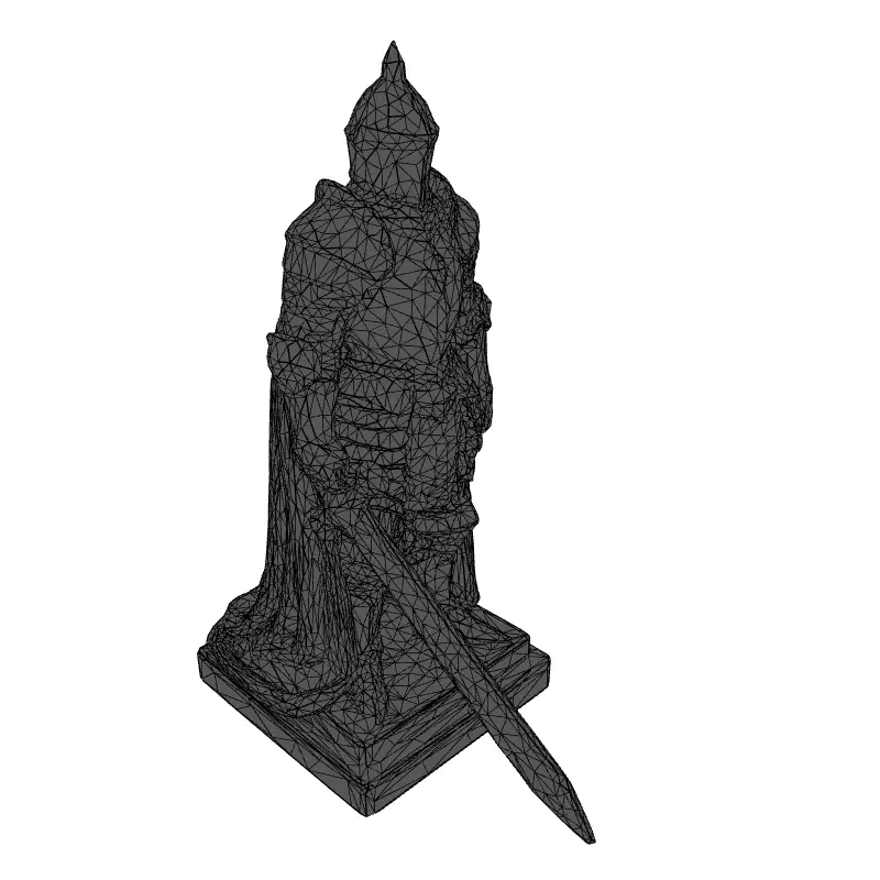 Medieval Knight Statue with Sword Low-poly 3D model_1