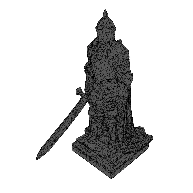 Medieval Knight Statue with Sword Low-poly 3D model_9
